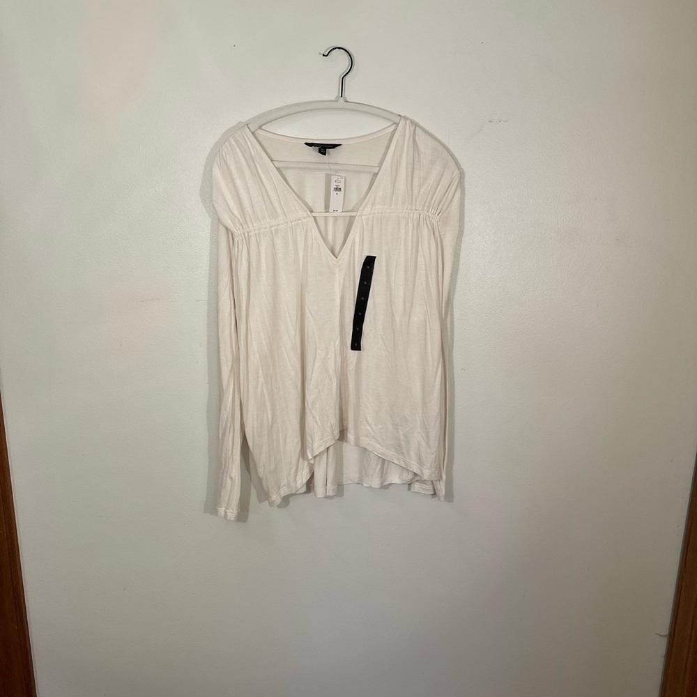 Banana Republic Cream Asymmetrical 3/4 Sleeve Blouse